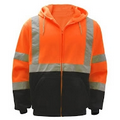Orange/Black Class 3 Full Zip Fleece Hooded Sweatshirt